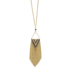 Brass Diamond Fringe Necklace