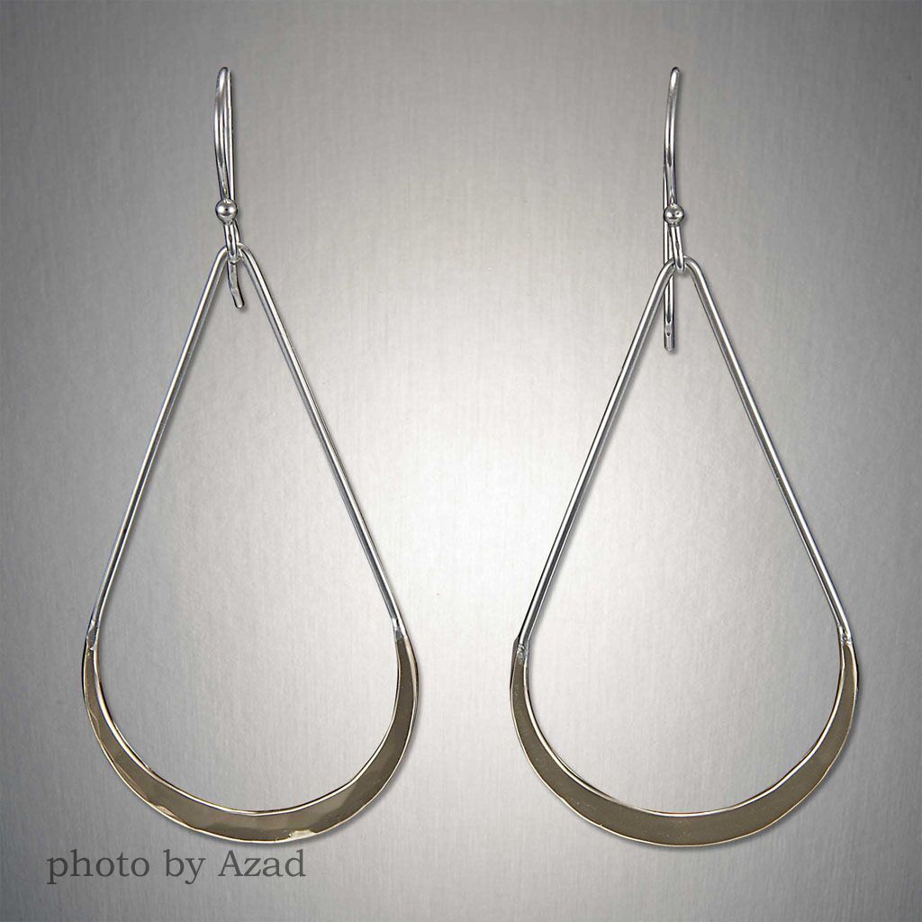 2113LCO - DANGLING LARGE TEAR DROPS - MIXED METAL