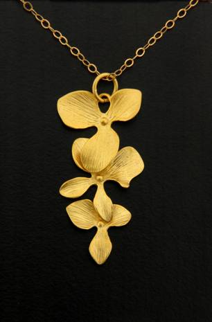 #6102 GOLD ORCHID CASCADE NECKLACE