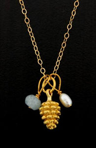 #6301 GOLD PINE CONE NECKLACE