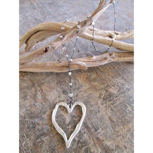 Large Silver Open Heart Necklace